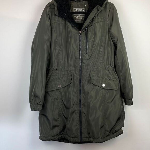 Lucky Brand Hooded Lined Anorak Water Resistant Jacket  Light Olive Green L - Picture 3 of 11